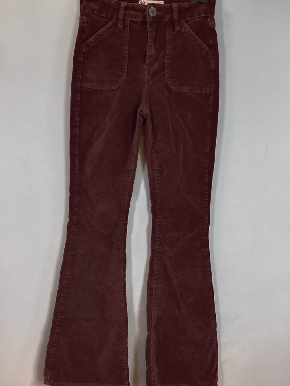 SO Women's corduroy flare pants  rich maroon brown , Size 3/26W